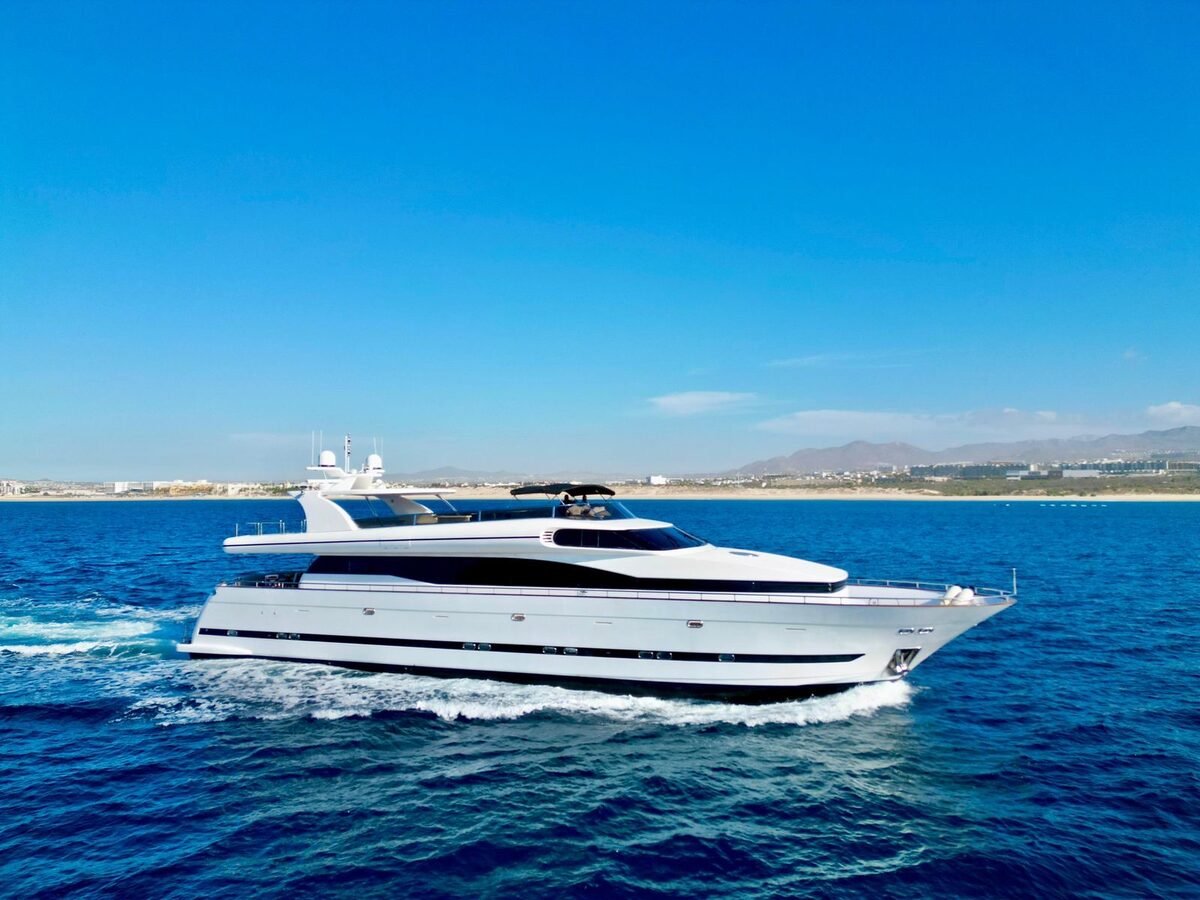 Private motor yacht cruising off Cabo San Lucas